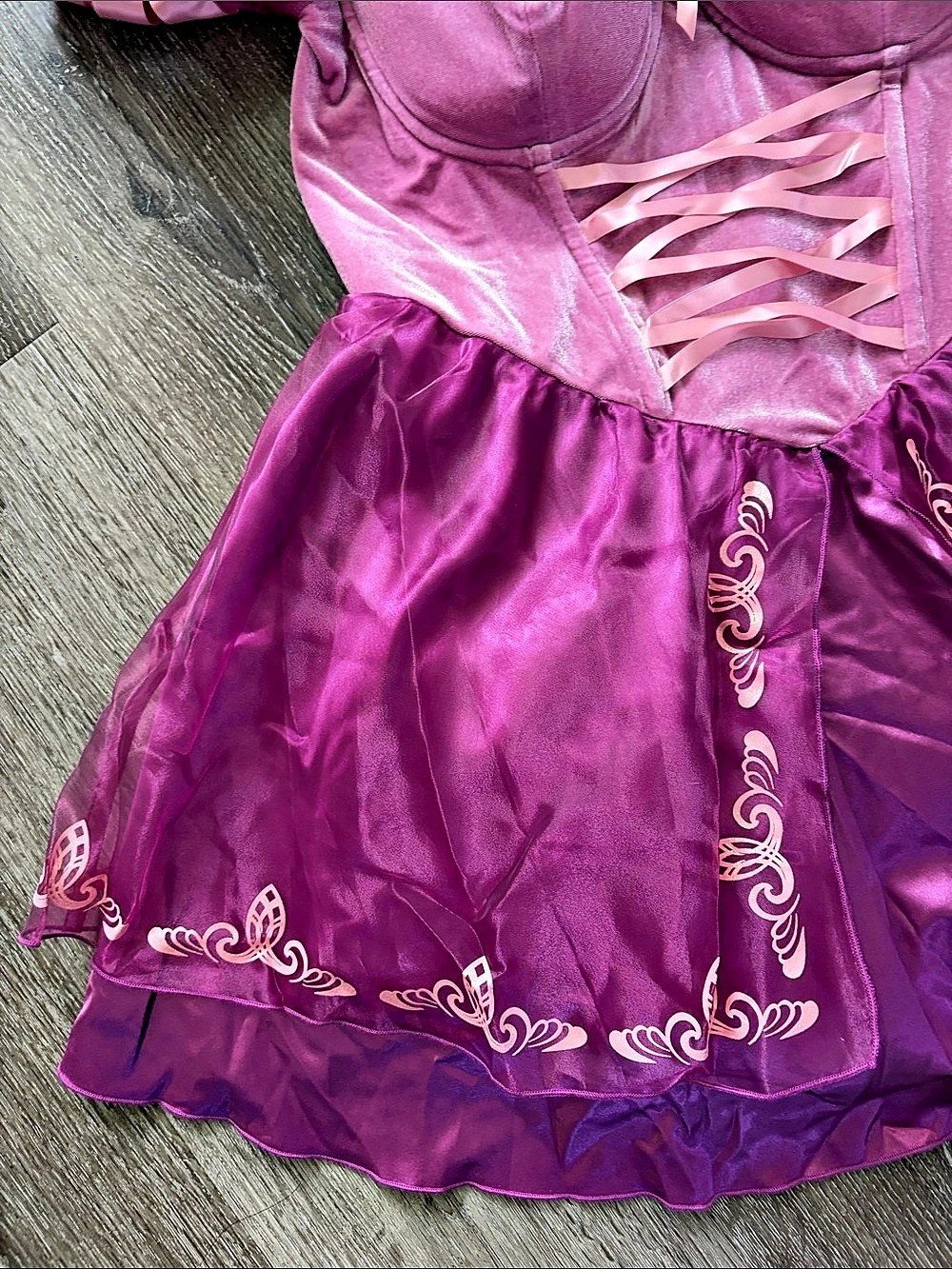 Trickz N Treatz Pink & Purple Rapunzel Mini Dress Size Large NWT - Picture 4 of 9
